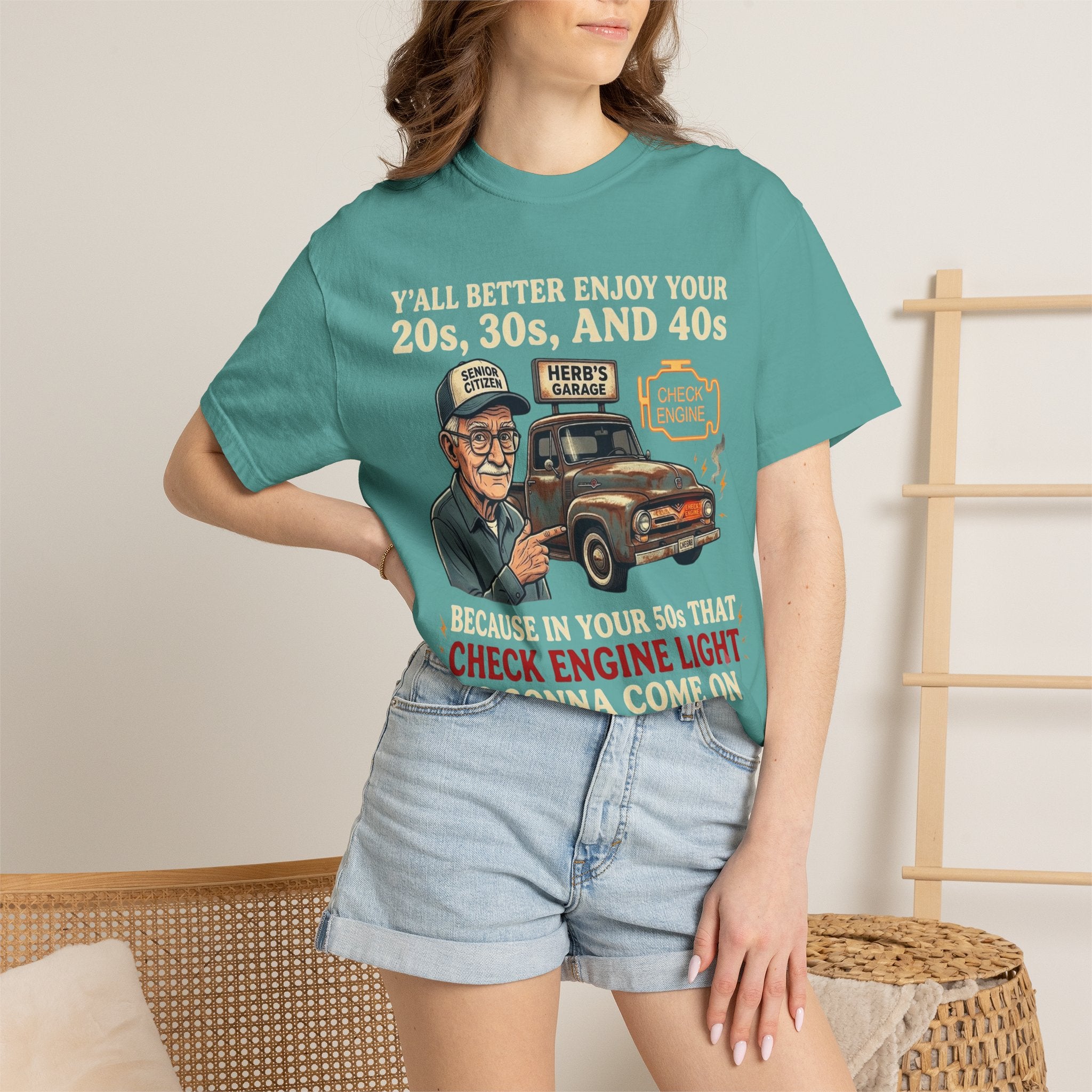 Check Engine Light Tee Shirt Funny Vintage Grandpa Truck Tee