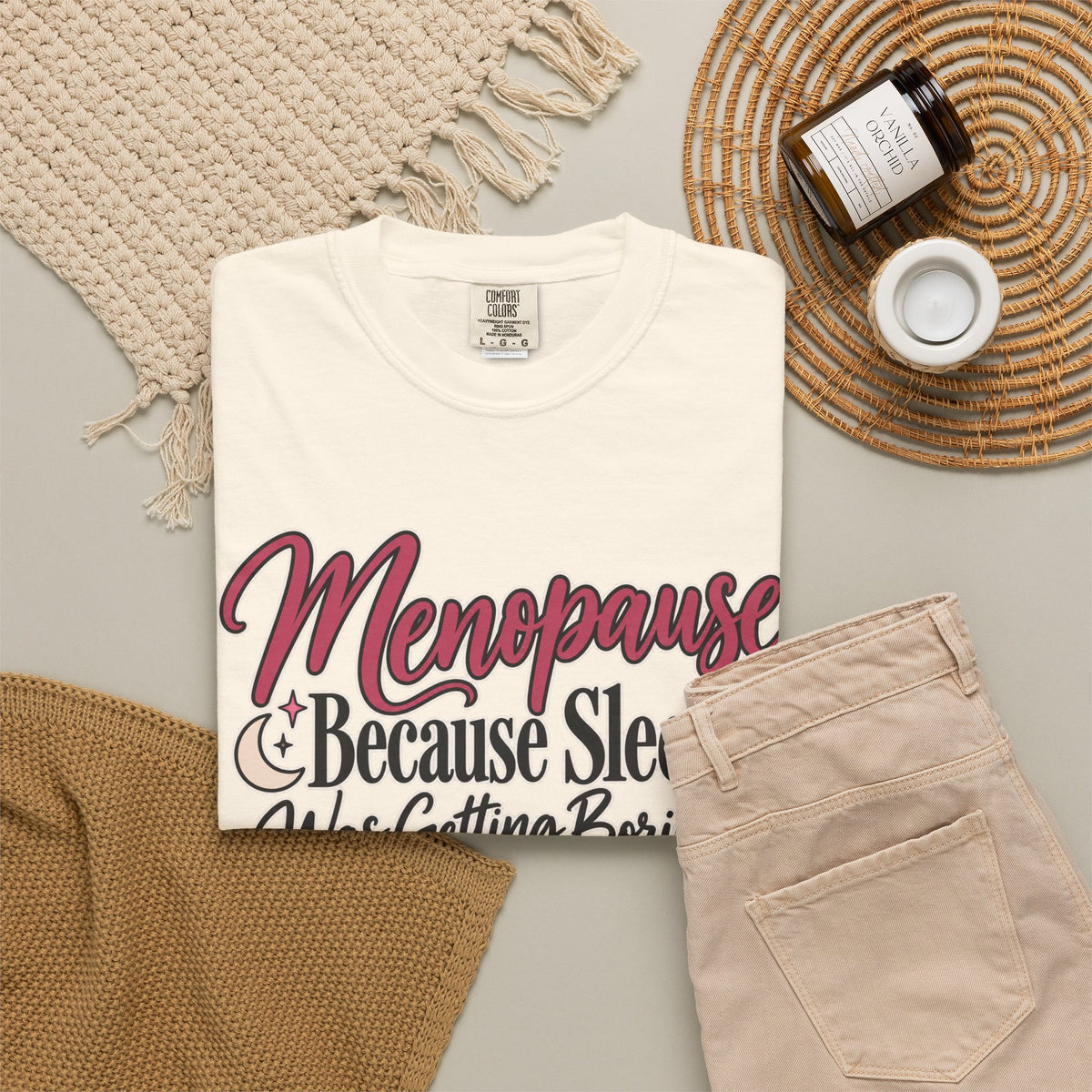 Funny Menopause Shirt, Because Sleep Was Getting Boring Tee, Menopause Humor T-Shirt, Women Over 40 50 Gift, Perimenopause Tee