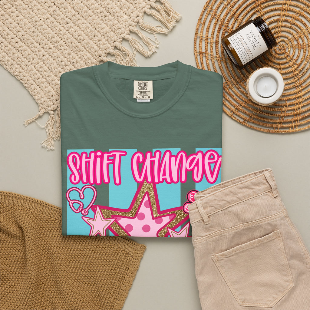 Shift Change Hallelujah T Shirt Cute Pink Star Nurse Worker Tee