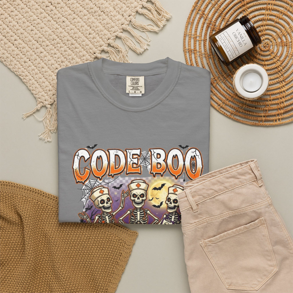 Nurse Code Boo Halloween T‑Shirt Spooky Season Skeletons