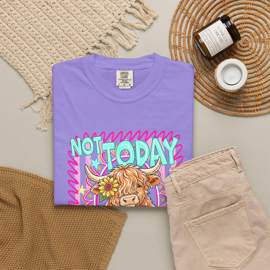 Not Today Heifer T Shirt Cute Highland Cow Graphic Tee