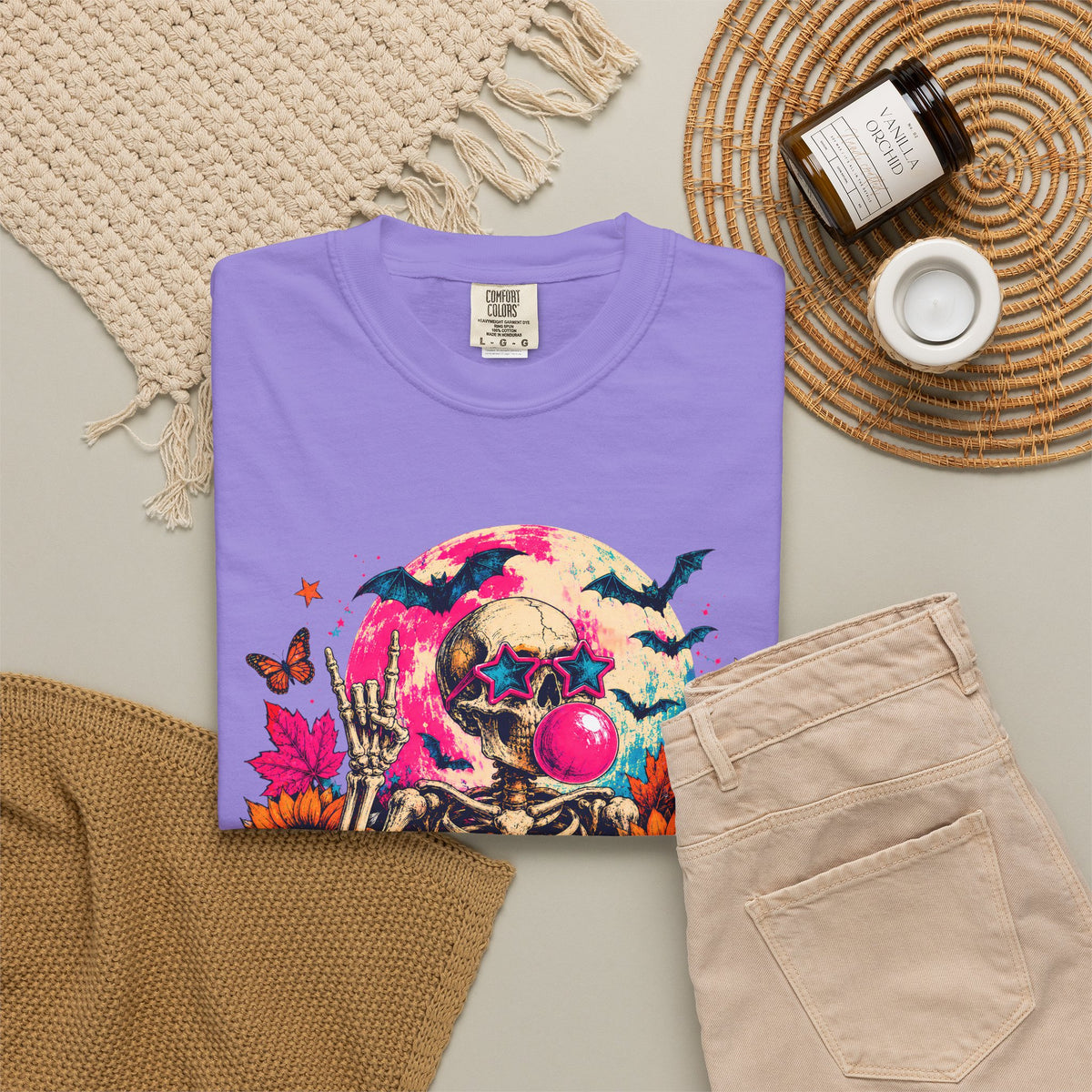 Spooky Season Skull T Shirt Colorful Halloween Skeleton Graphic Tee