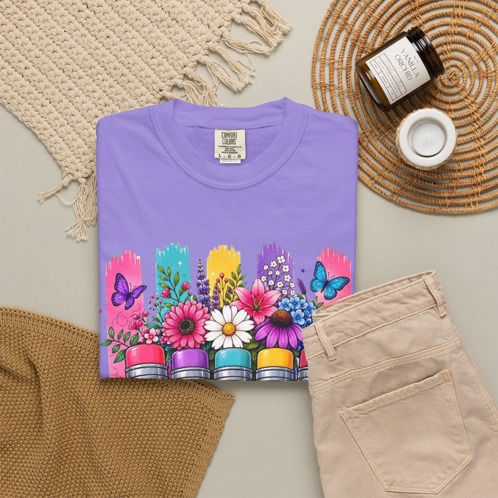 Teacher Pencil Bouquet T Shirt Colorful Floral Back to School Gift