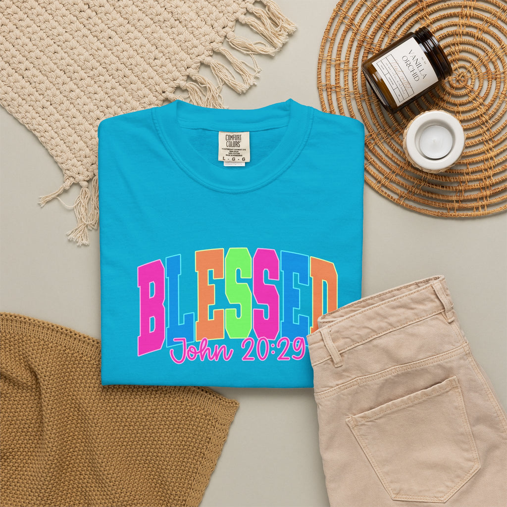 Blessed John 20:23 T shirt | Colorful Retro Gospel Tee