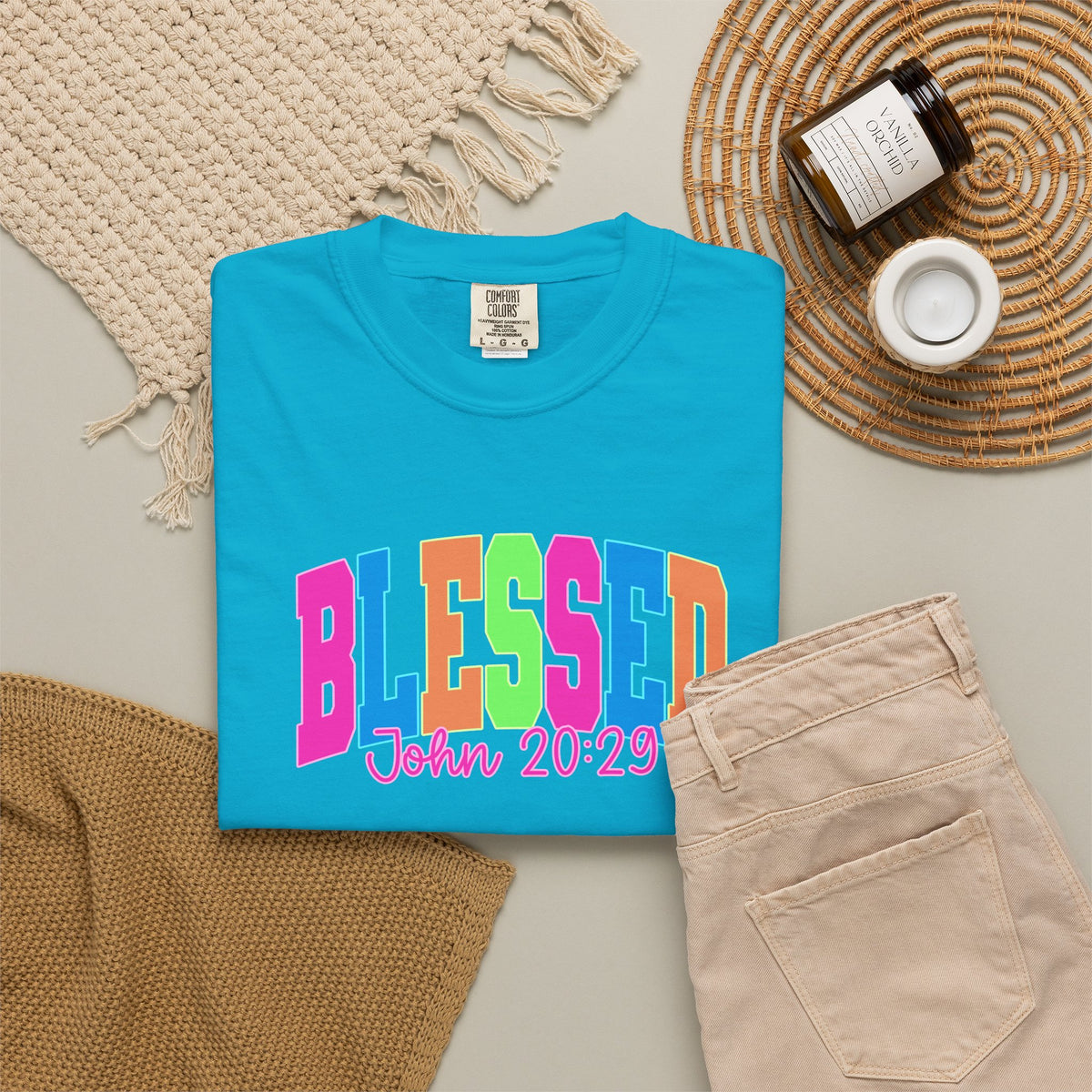 Blessed John 20:23 T shirt | Colorful Retro Gospel Tee