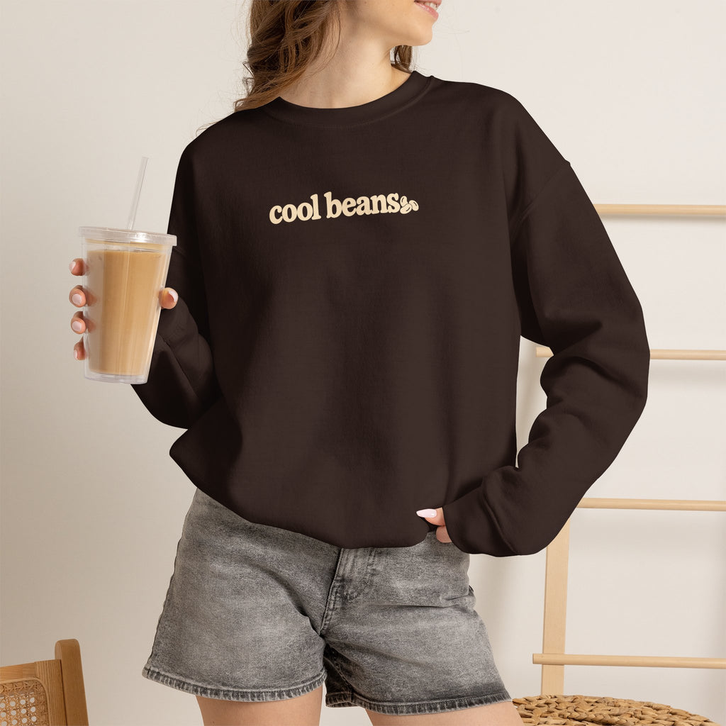 cool beans text Crewneck Sweatshirt | minimalist typography, black sweatshirt