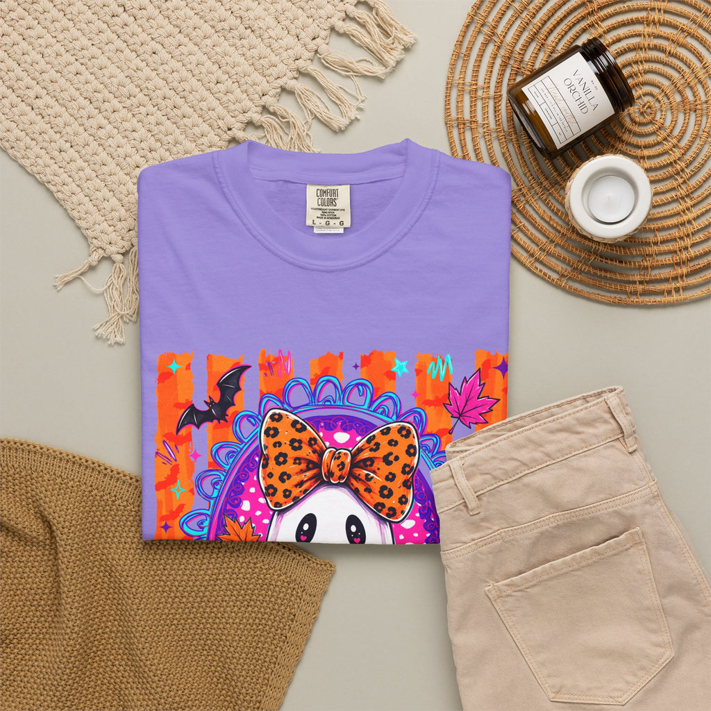 Halloween Ghost Tee Cute Polka Dot Bow Ghost Graphic T Shirt