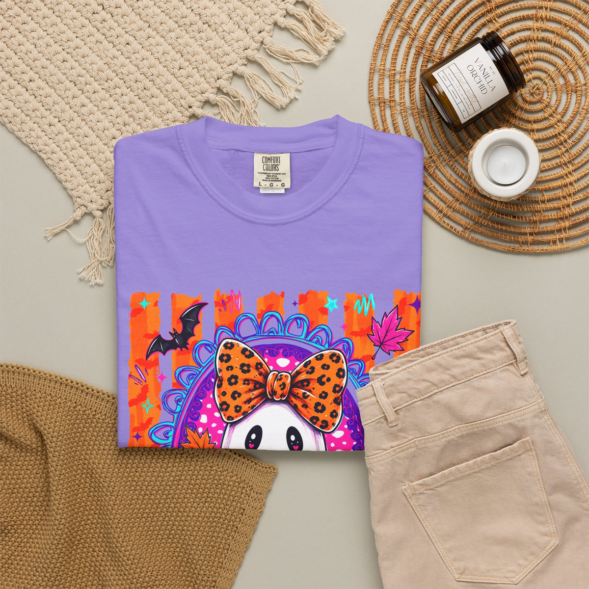 Halloween Ghost Tee Cute Polka Dot Bow Ghost Graphic T Shirt