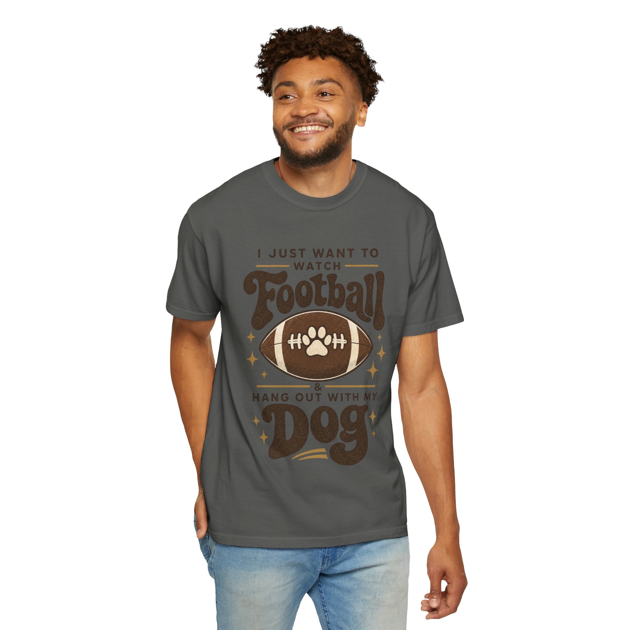 Football and Dog T Shirt I Just Want to Watch Football and Hang Out With My Dog Graphic Tee