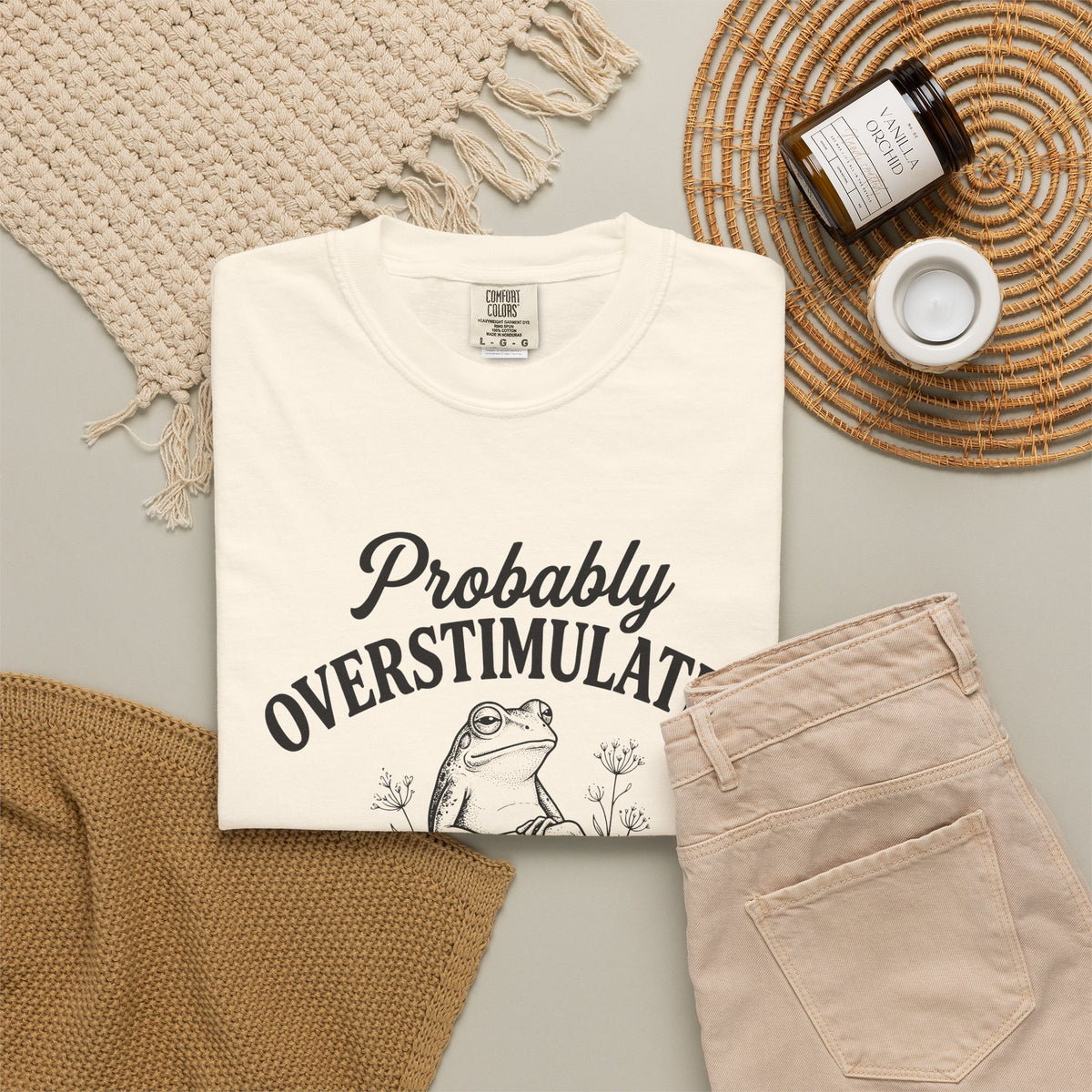 Probably Overstimulated Frog Tee Shirt So Please Dont Talk to Me Graphic Tee