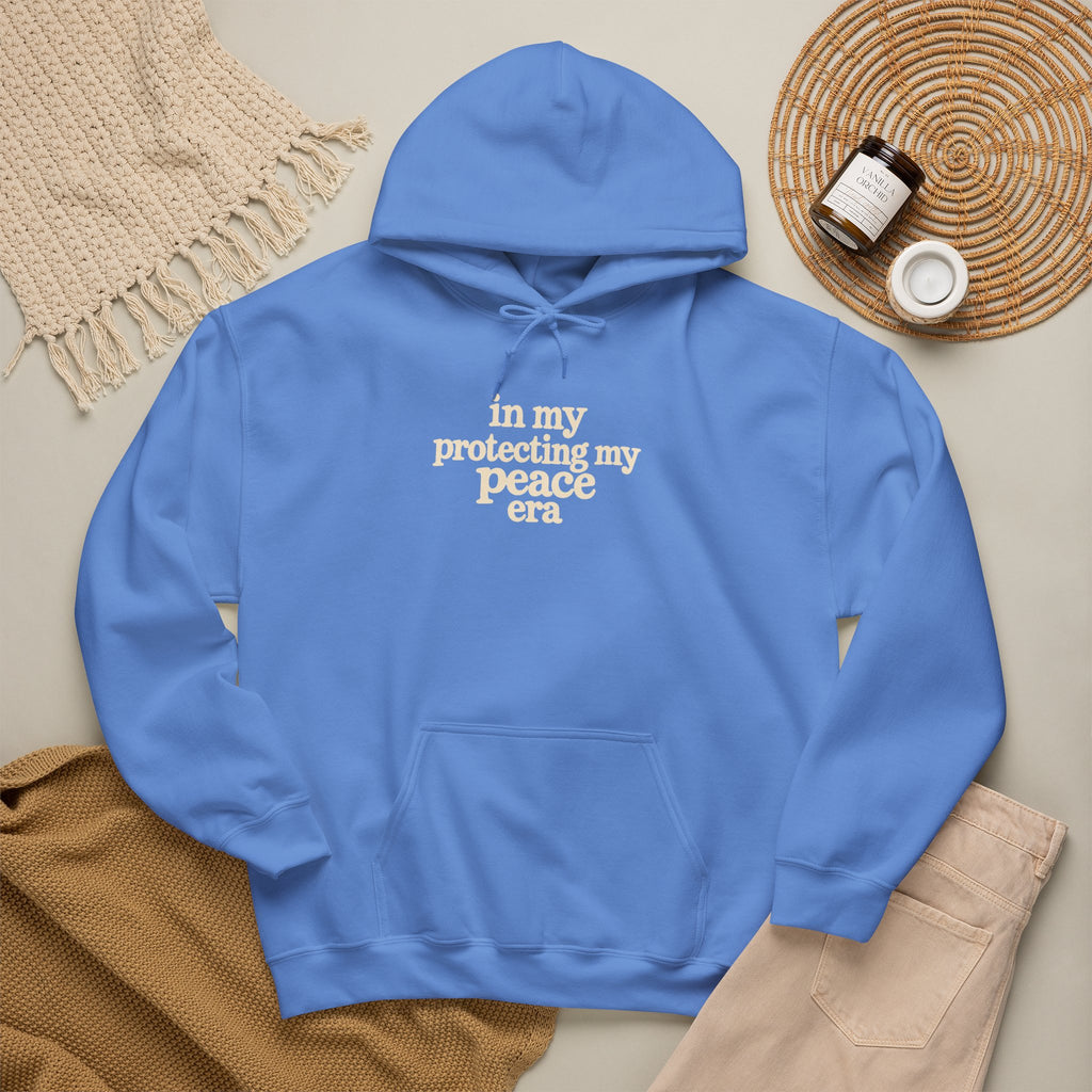 In My Protecting My Peace Era hoodie | white minimalist script sweatshirt