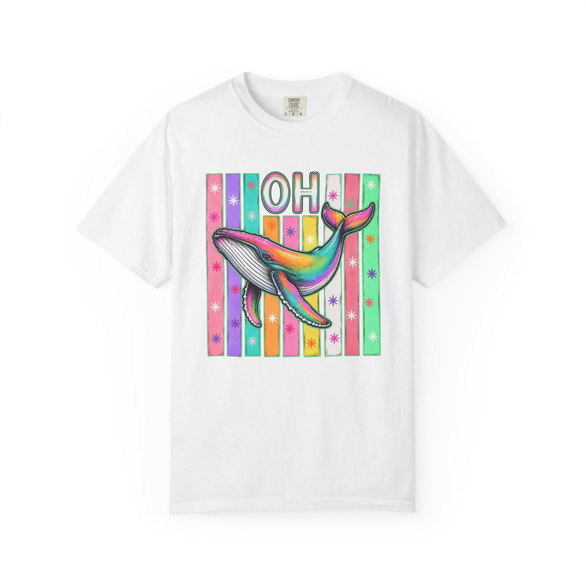 Oh Rainbow Whale T Shirt Retro Striped Graphic Tee