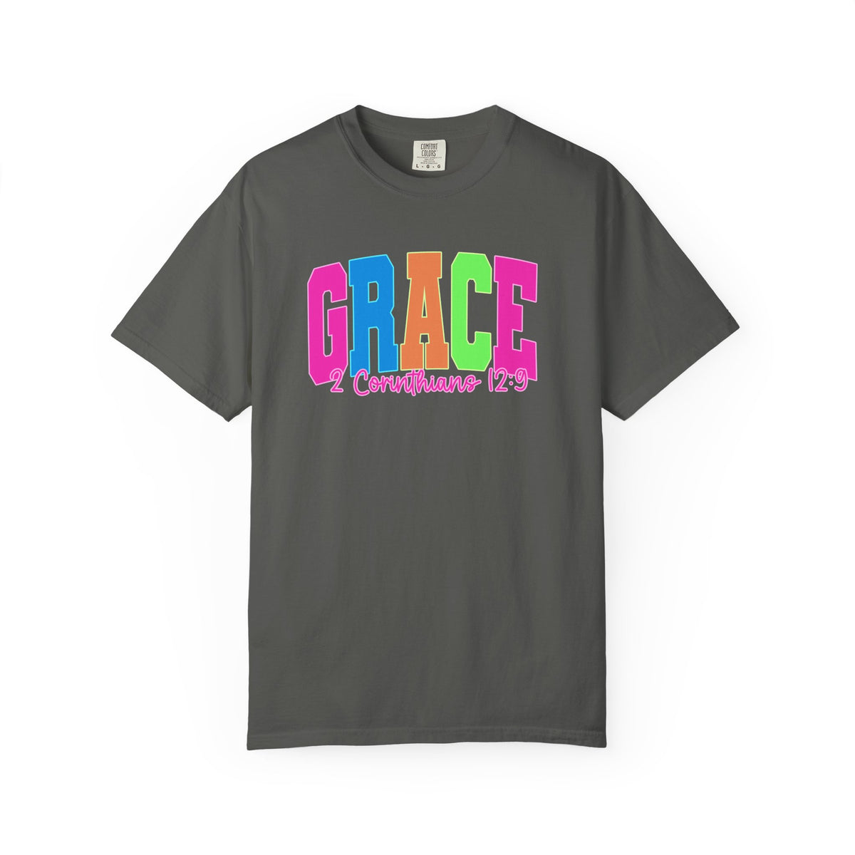Grace Graphic Comfort Colors T Shirt  2 Corinthians 12 9 Colorblock Faith Tee