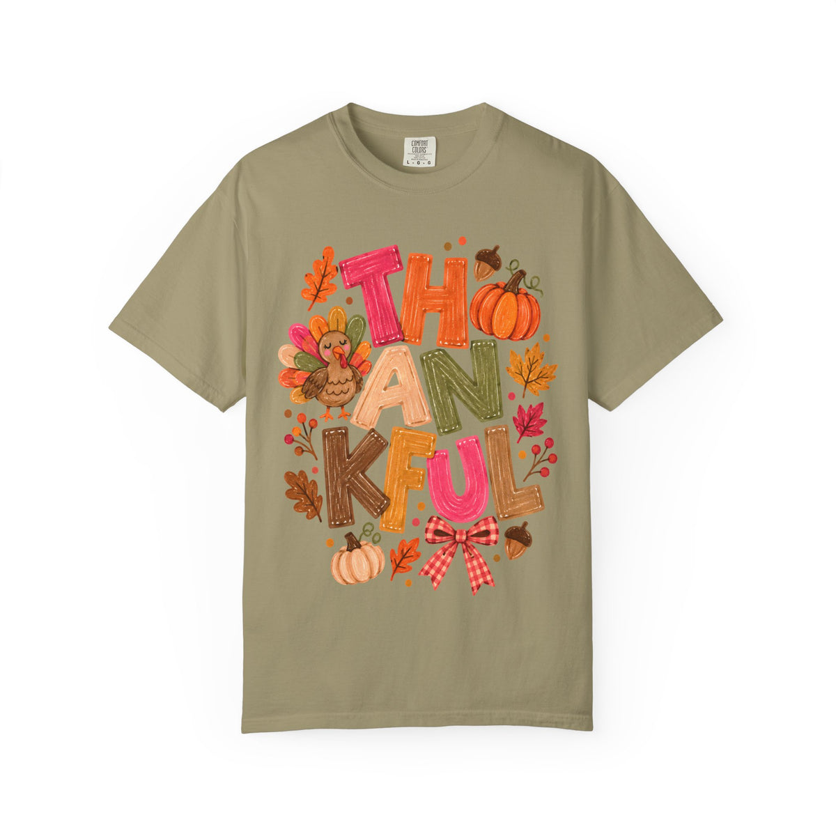 Thankful Turkey Shirt, Cute Thanksgiving Tee, Colorful Fall Graphic T-Shirt, Thanksgiving Outfit, Autumn Shirt, Fall Teacher Gift