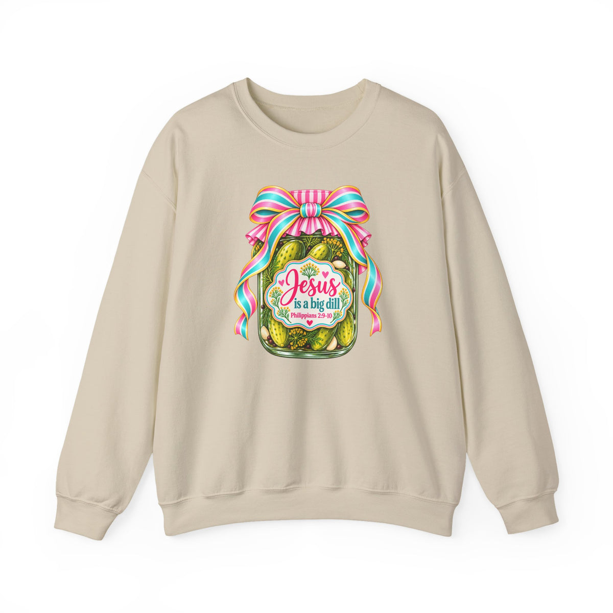 Preppy Christian Coquette Sweatshirt, Jesus Is a Big Dill, Pink Bow Pickle Crewneck, Cute Faith Graphic Sweatshirt, Christian Gift for Her