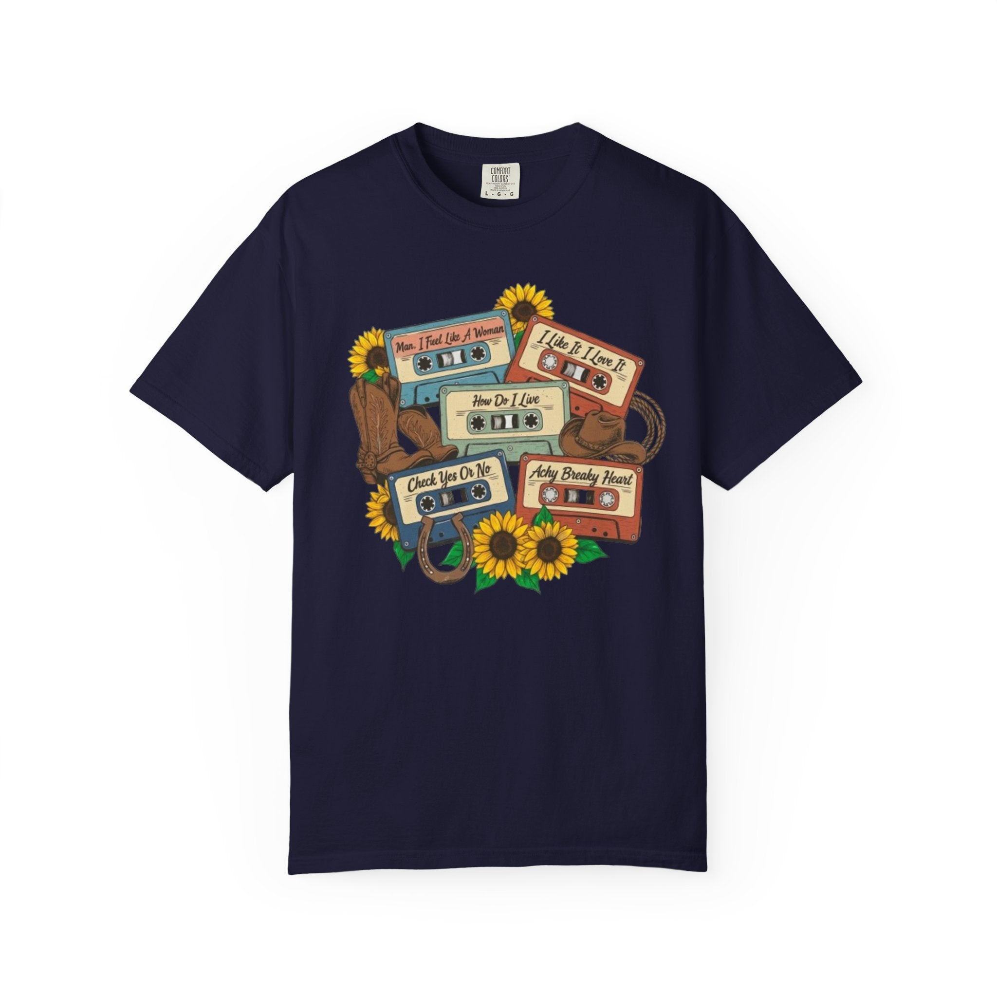 Cassette Mix T Shirt Retro Sunflower Tape Design