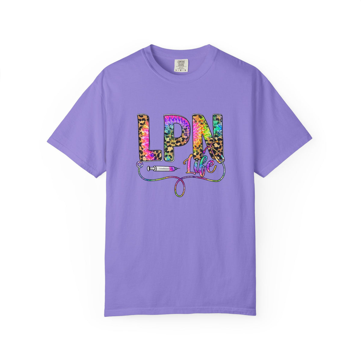 LPN Life T Shirt Colorful Leopard Stethoscope Nursing Tee