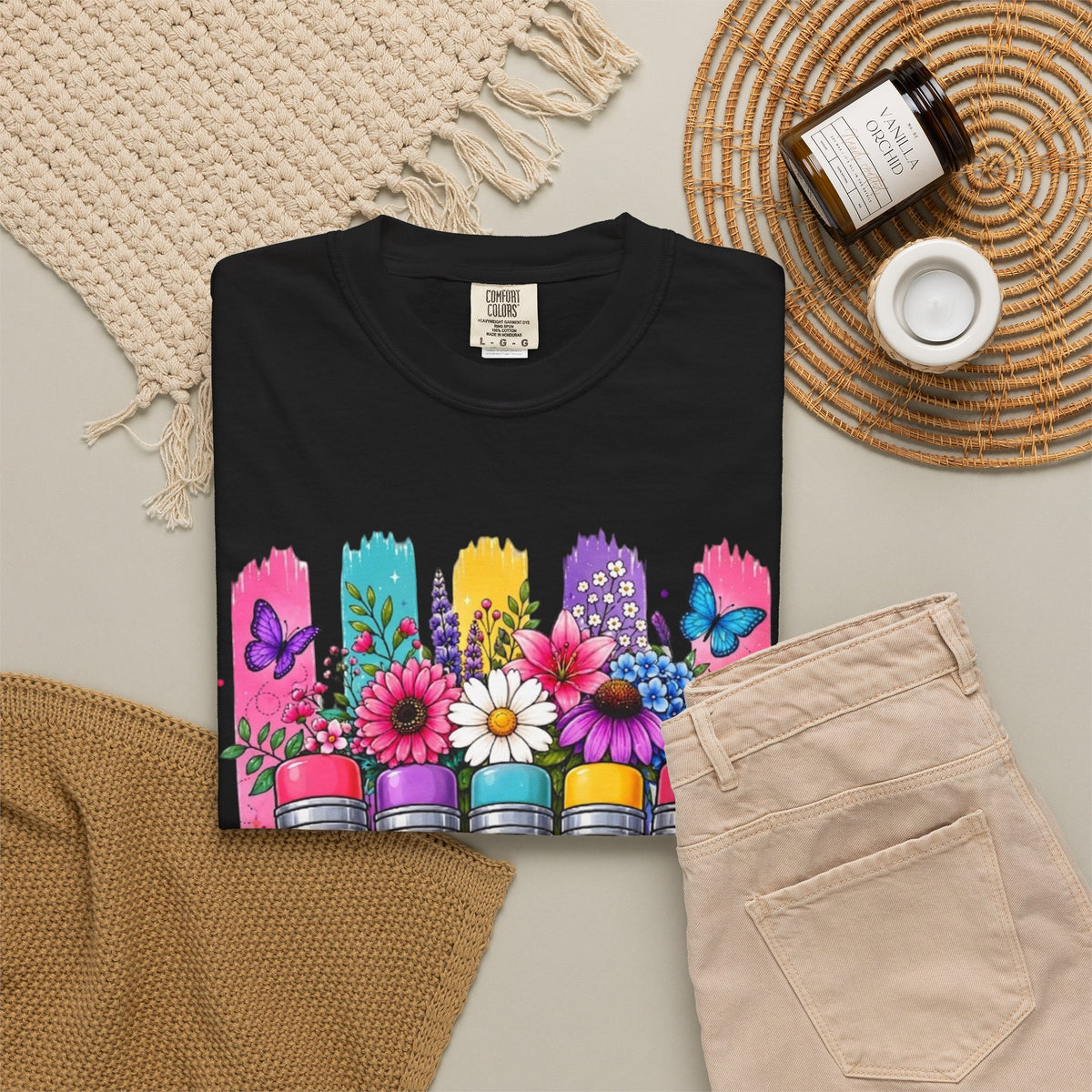 Teacher Pencil Bouquet T Shirt Colorful Floral Back to School Gift