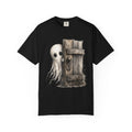 Ghost Peeking Behind Door T Shirt Cute Spooky Halloween Tee