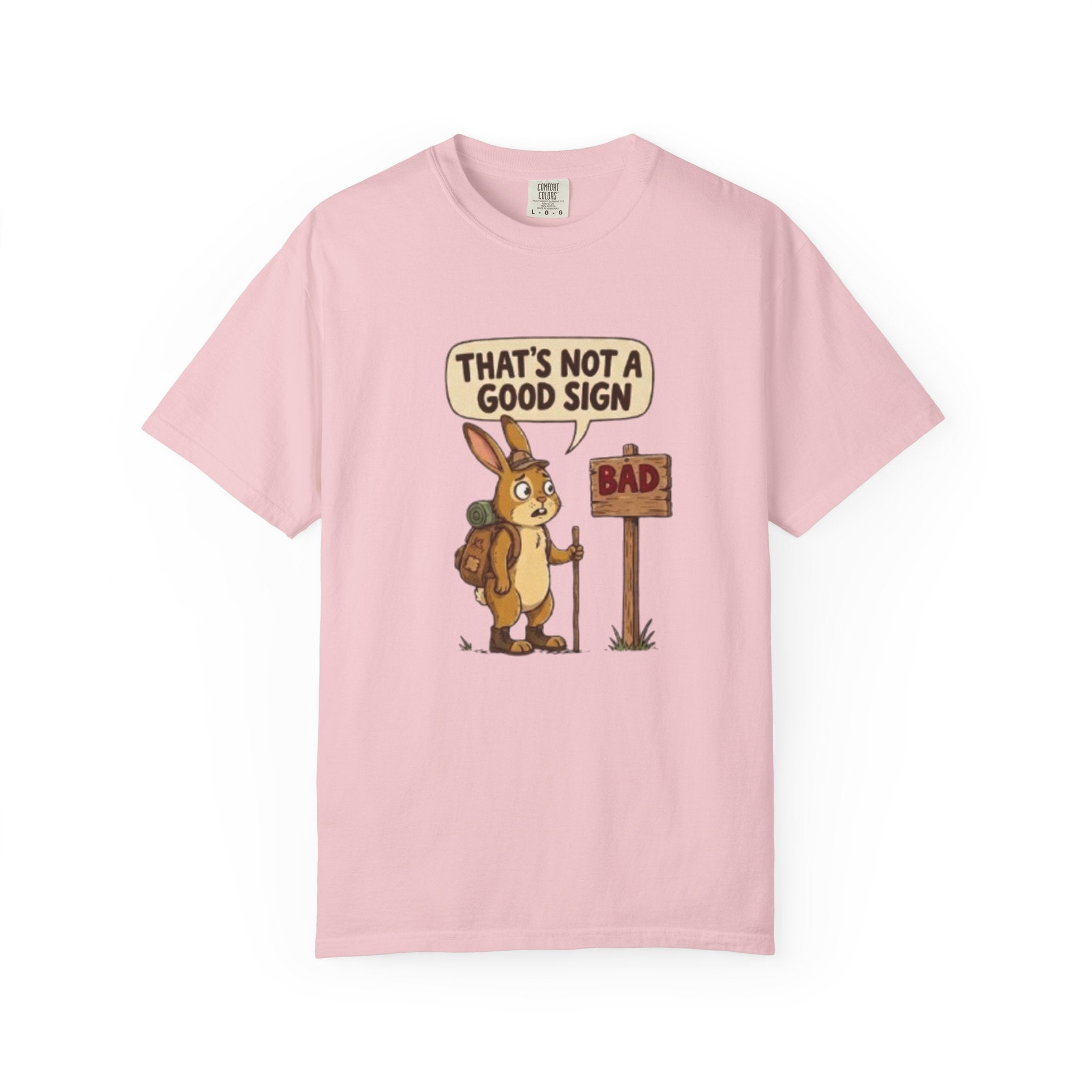 Funny Rabbit T Shirt That’s Not a Good Sign Hiking Bunny Graphic Tee