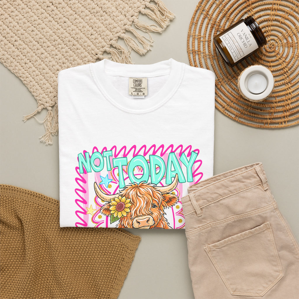 Not Today Heifer T Shirt Cute Highland Cow Graphic Tee