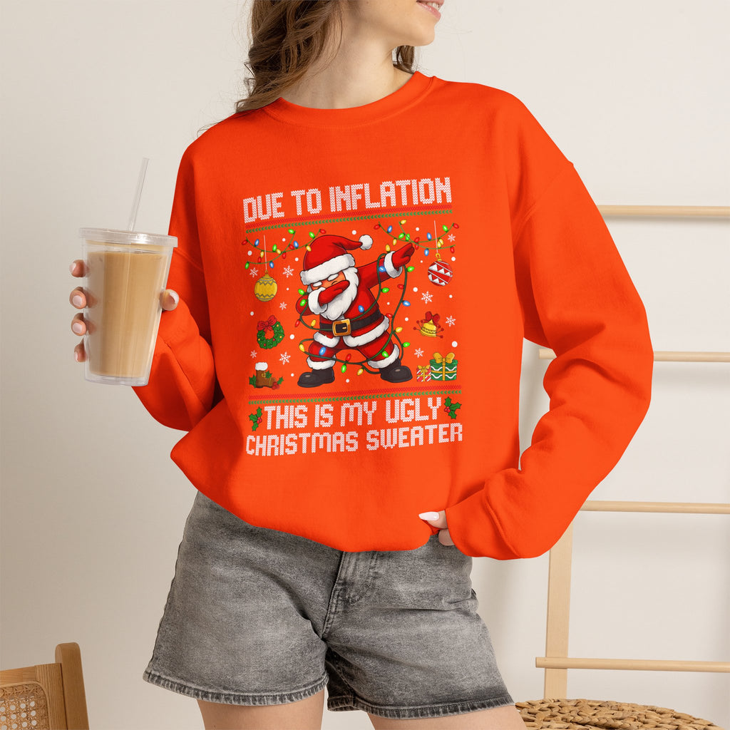 Due to Inflation Ugly Christmas Sweater, Funny Santa Sweatshirt, Dabbing Santa Christmas Shirt, Holiday Party Sweater, Christmas Gift