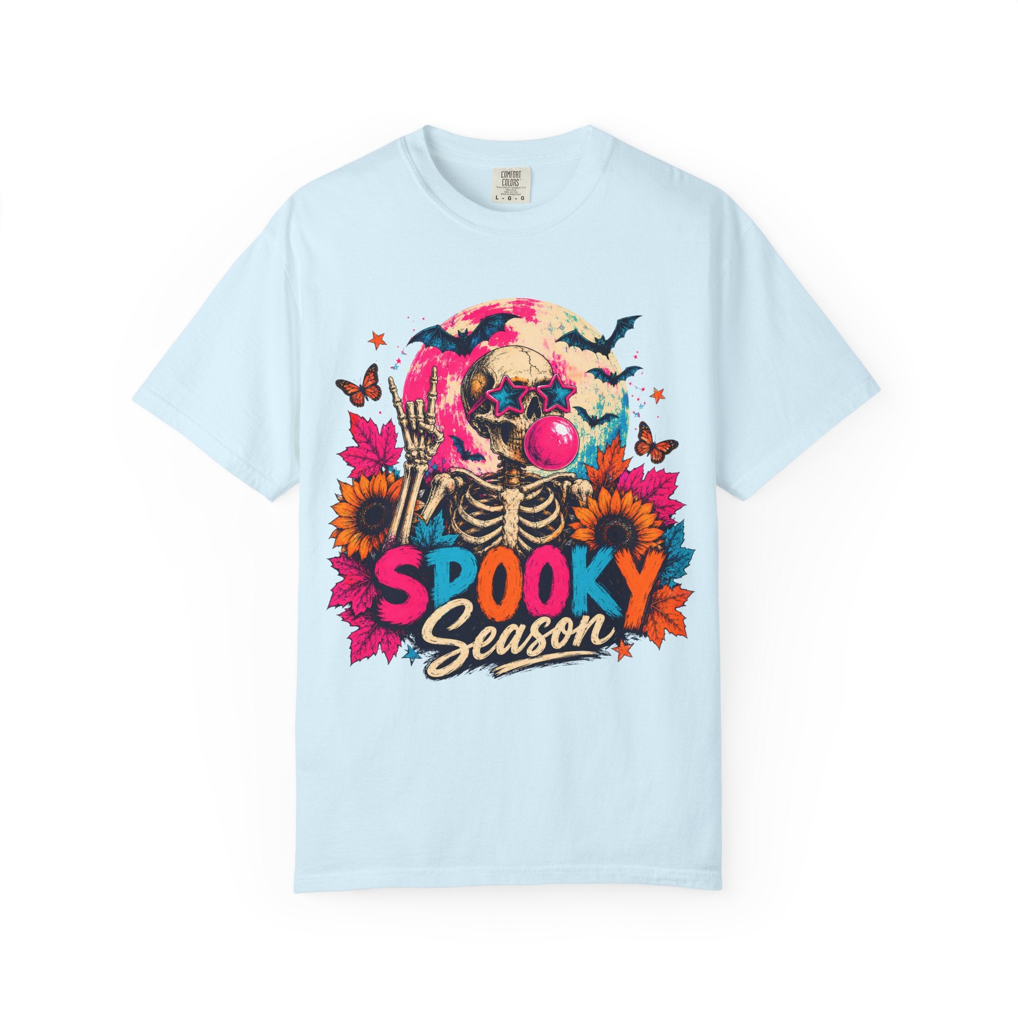 Spooky Season Skull T Shirt Colorful Halloween Skeleton Graphic Tee