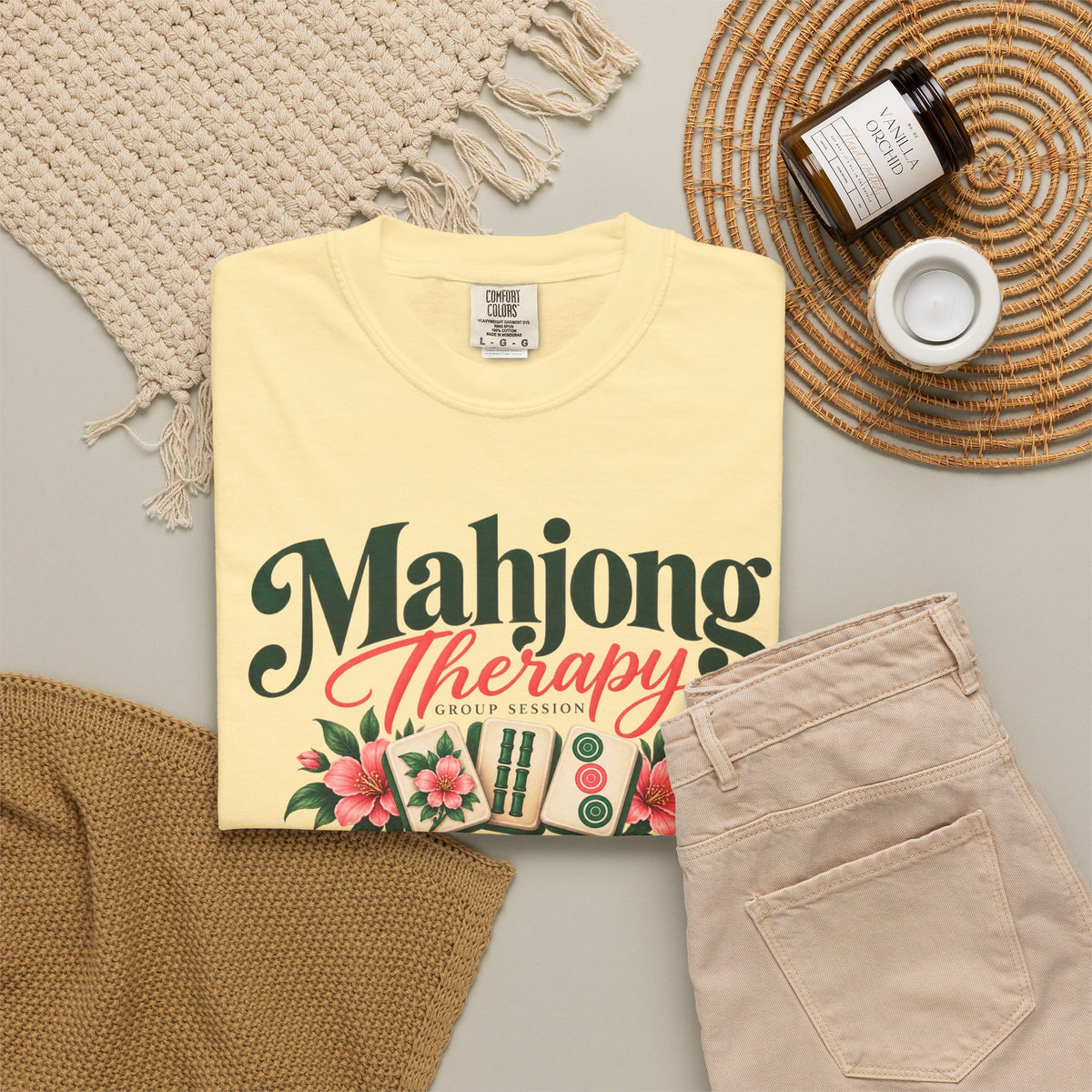 Mahjong Therapy T Shirt | Mahjong Tiles Floral Design