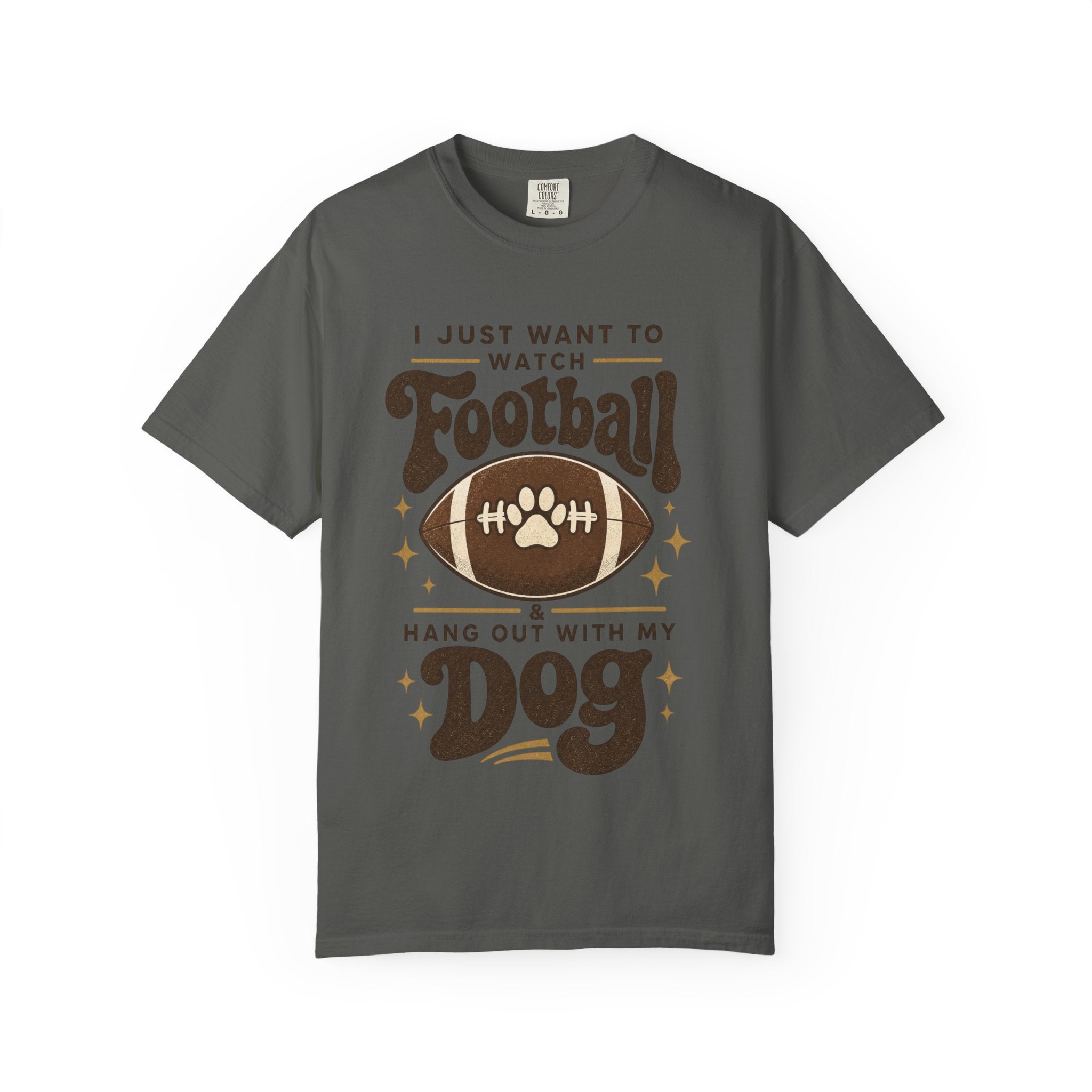 Football and Dog T Shirt I Just Want to Watch Football and Hang Out With My Dog Graphic Tee