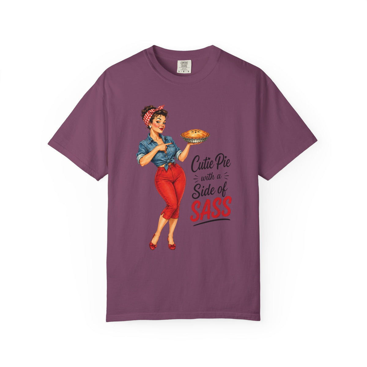 T Shirt Cutie Pie with a Side of Sass Retro Pin Up Tee