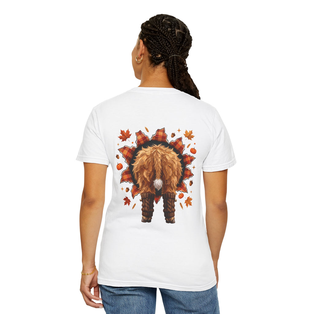 Highland Cow Autumn Tee Shirt Cute Fall Plaid Calf Design