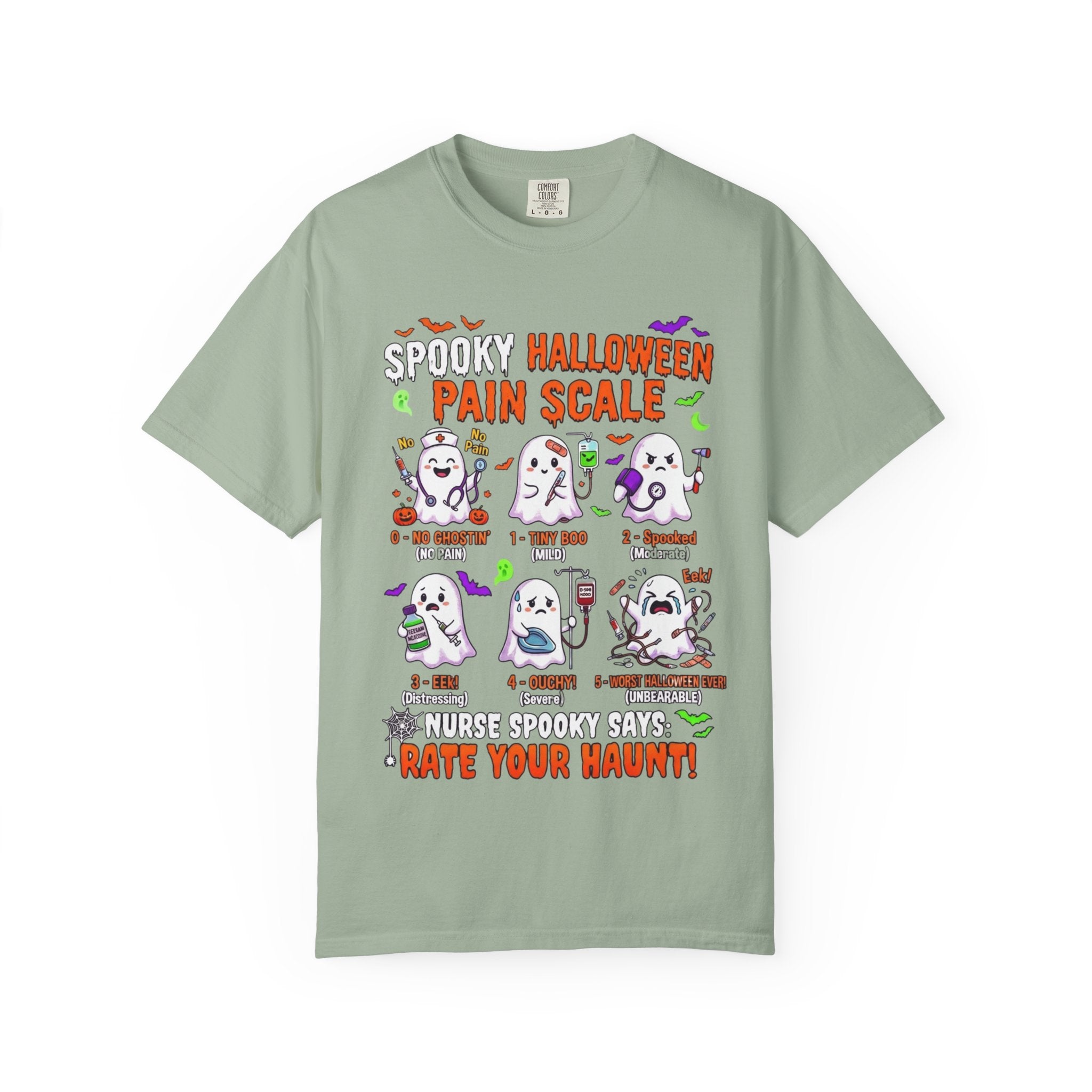 Halloween Ghost Pain Scale T-Shirt Spooky Halloween Pain Scale Nurse Funny Tee
