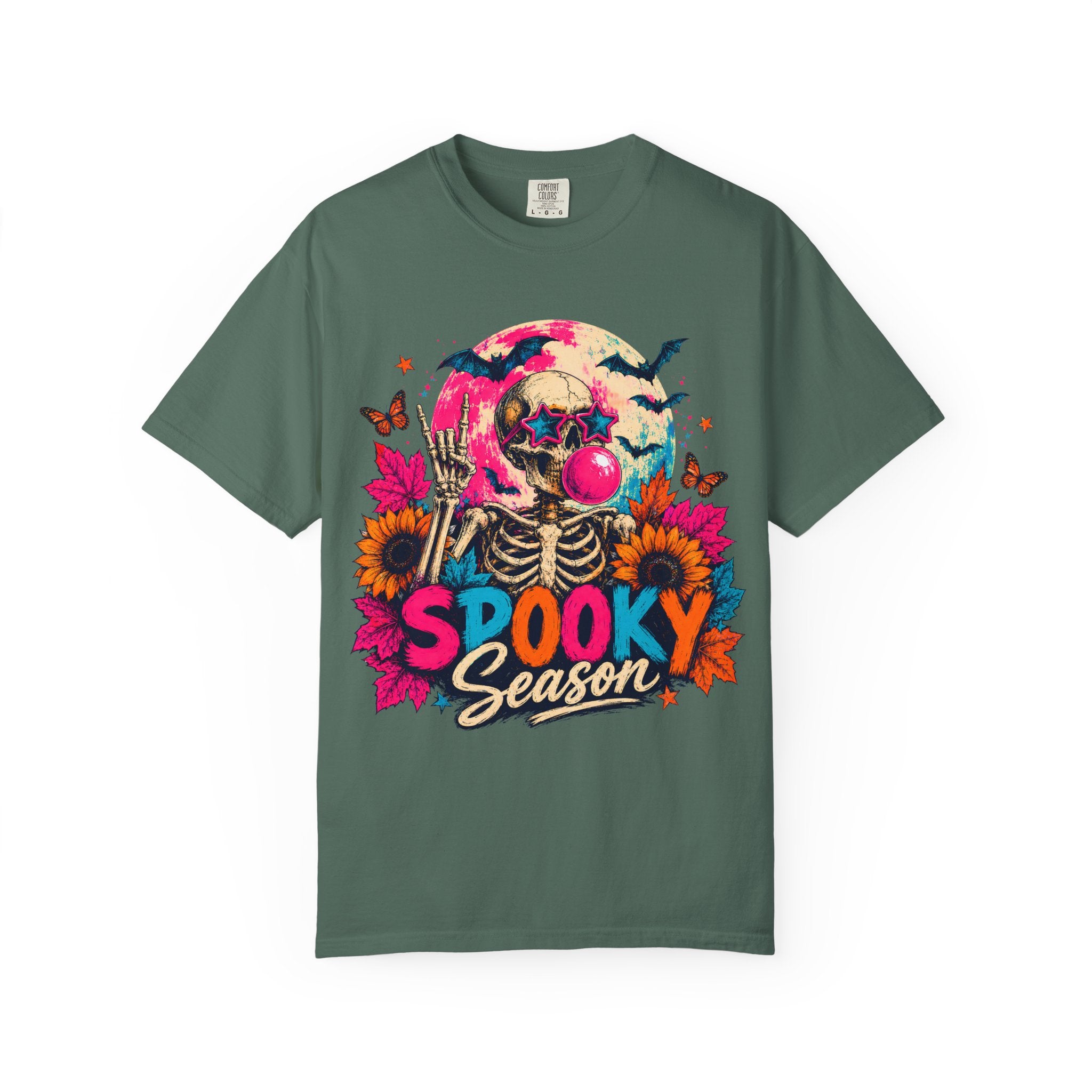 Spooky Season Skull T Shirt Colorful Halloween Skeleton Graphic Tee