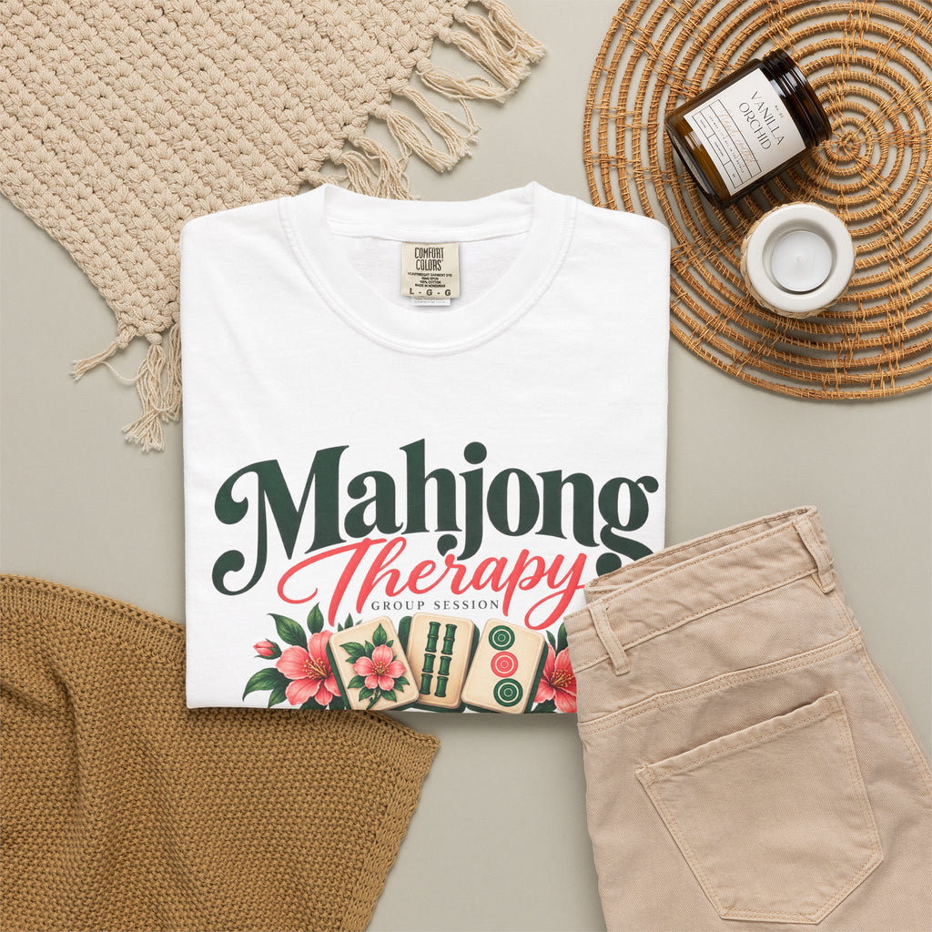 Mahjong Therapy T Shirt | Mahjong Tiles Floral Design