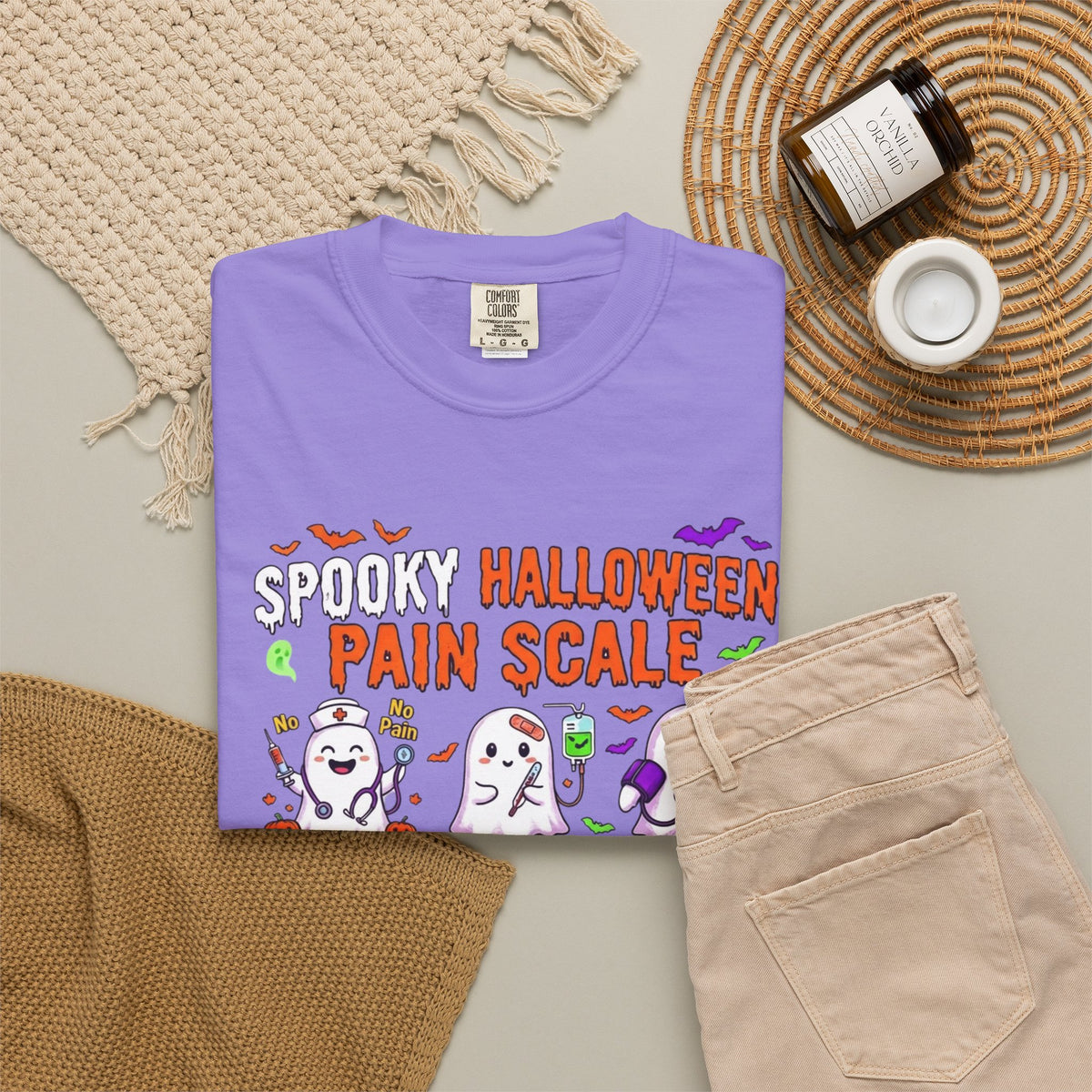 Halloween Ghost Pain Scale T-Shirt Spooky Halloween Pain Scale Nurse Funny Tee