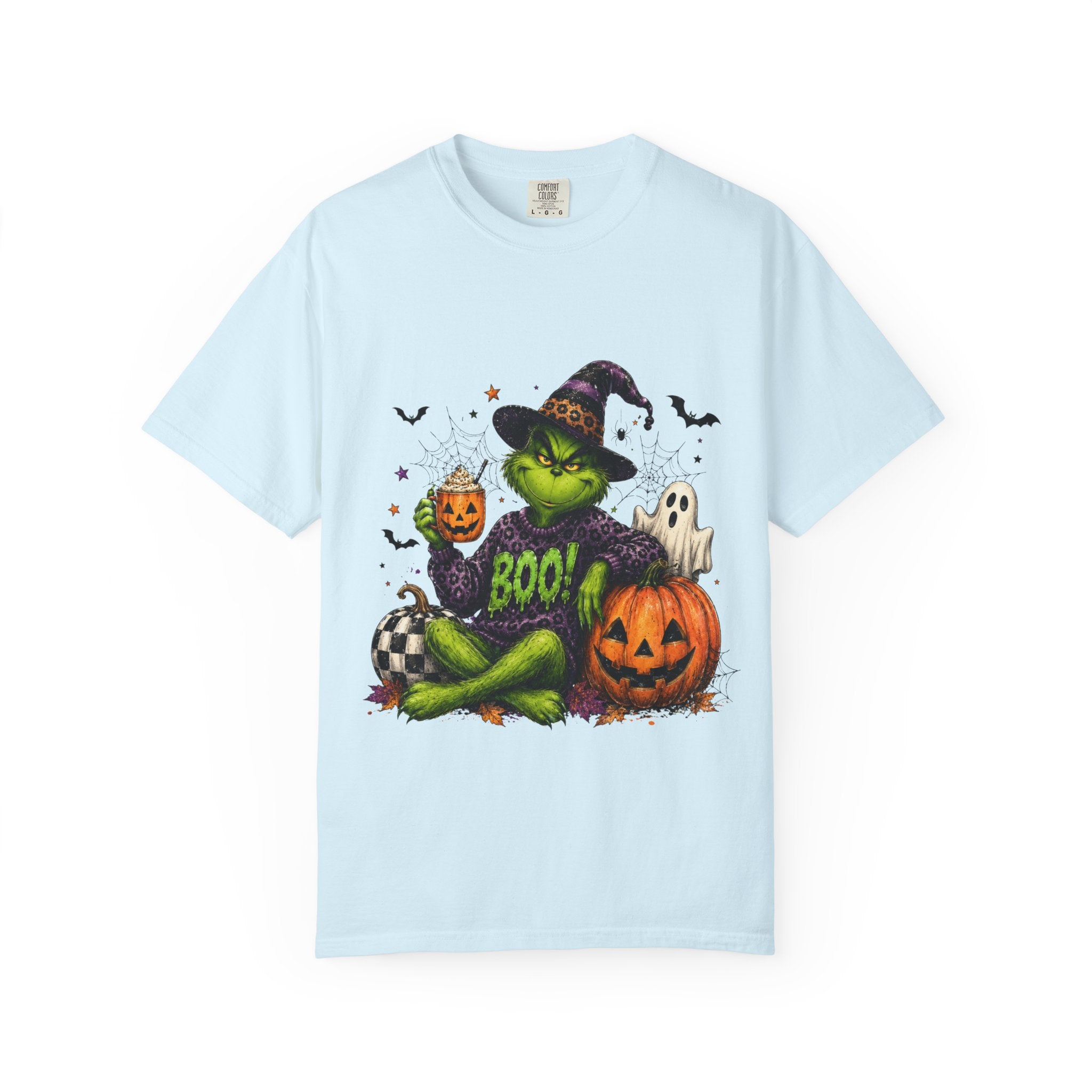 Halloween Grinch T Shirt BOO Witch Hat Pumpkin Graphic Tee