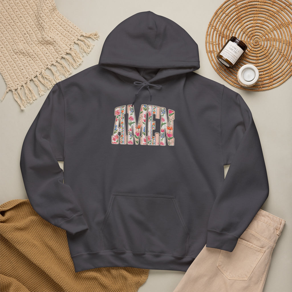 Floral AMEN Hoodie, Christian Faith Sweatshirt, Colorful Floral Religious Hoodie, Inspirational Christian Gift for Women