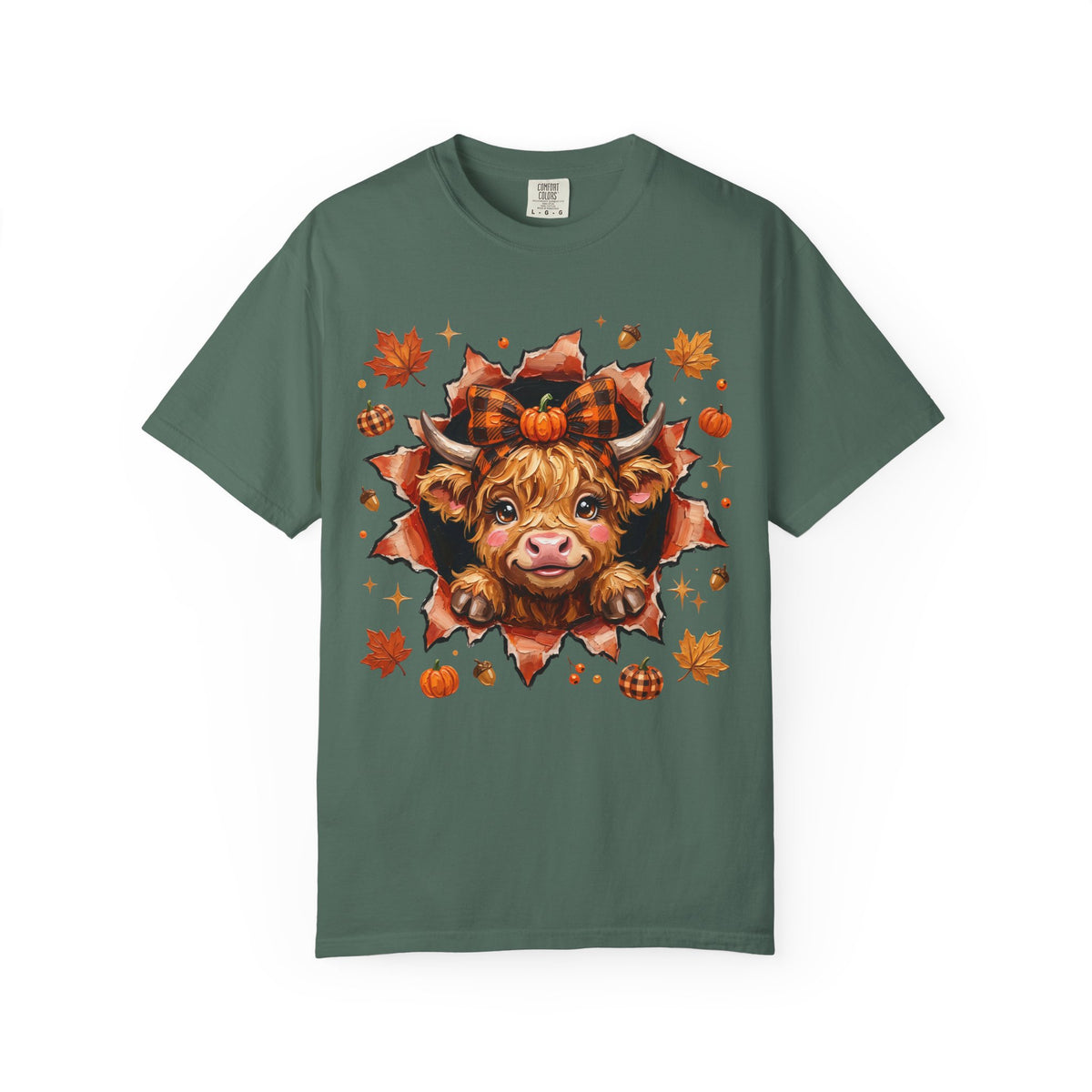 Highland Cow Autumn Tee Shirt Cute Fall Plaid Calf Design