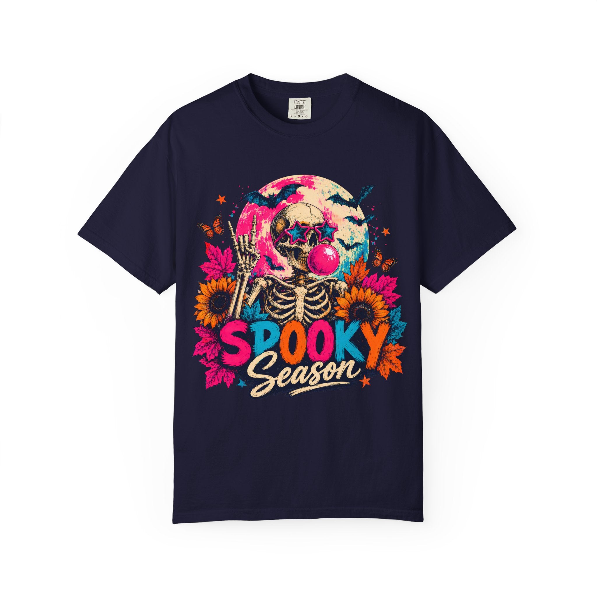 Spooky Season Skull T Shirt Colorful Halloween Skeleton Graphic Tee
