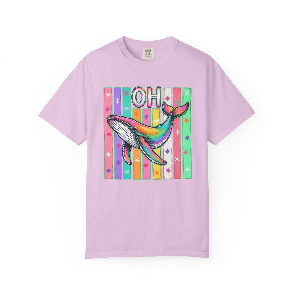 Oh Rainbow Whale T Shirt Retro Striped Graphic Tee