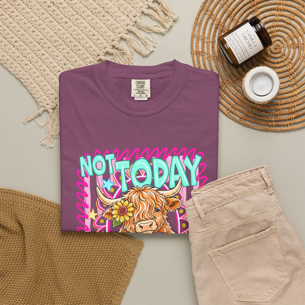 Not Today Heifer T Shirt Cute Highland Cow Graphic Tee