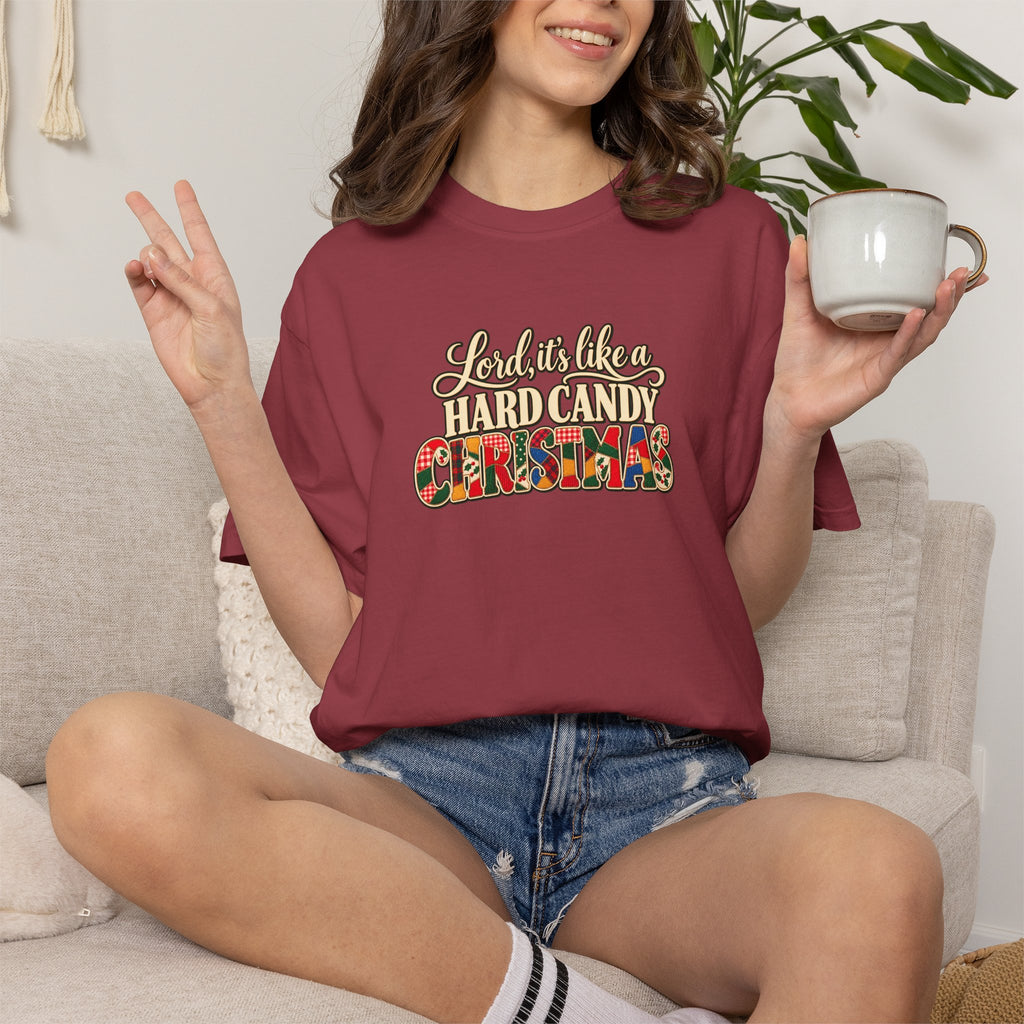 Hard Candy Christmas Shirt, Vintage Patchwork Christmas Tee, Retro Country Holiday Shirt, Coordinating Couple Christmas Shirts