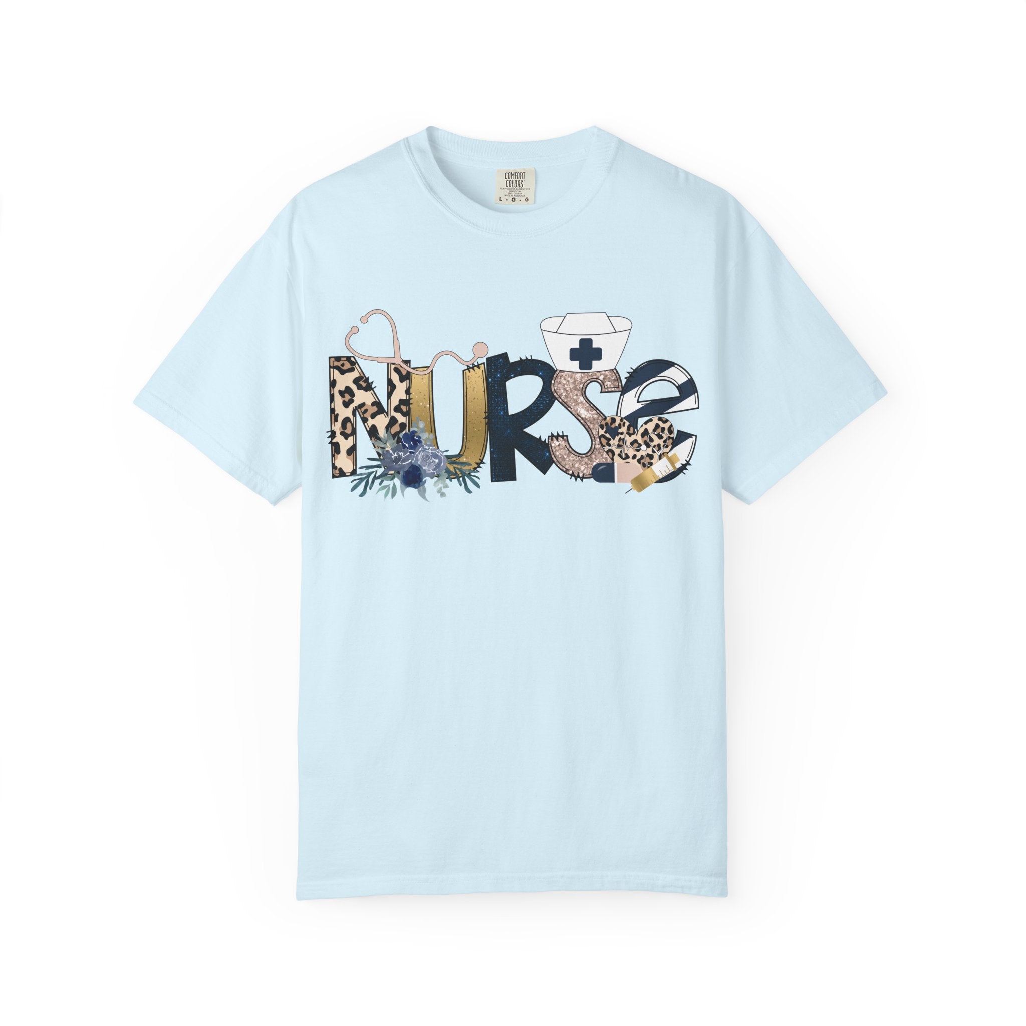 Nurse Floral Leopard Graphic T Shirt