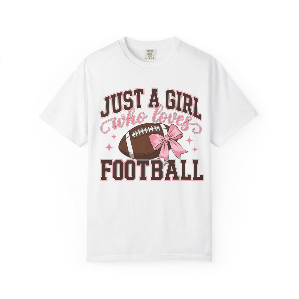 Just A Girl Who Loves Football T Shirt Pink Bow Football Tee