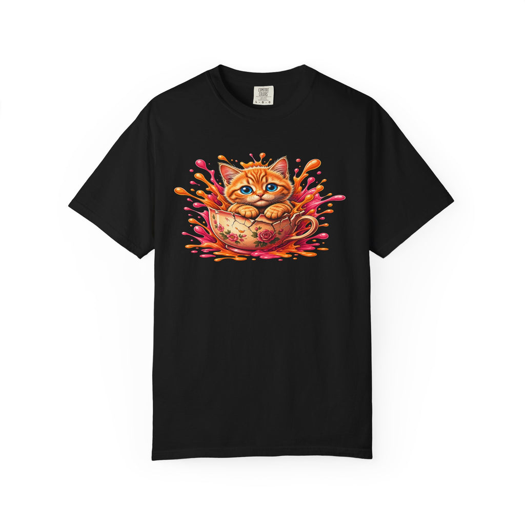 Cat Splash T Shirt Cute Orange Kitten Graphic Tee
