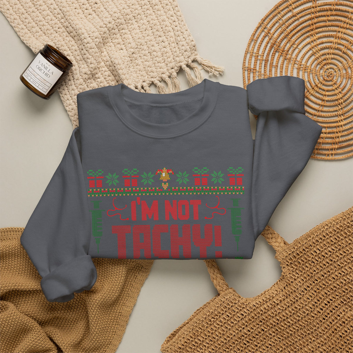 Ugly Christmas Sweater Nurse Sweatshirt, Funny Medical Christmas Sweater, I'm Not Tachy That's A Fib, Doctor RN Healthcare Holiday Gift