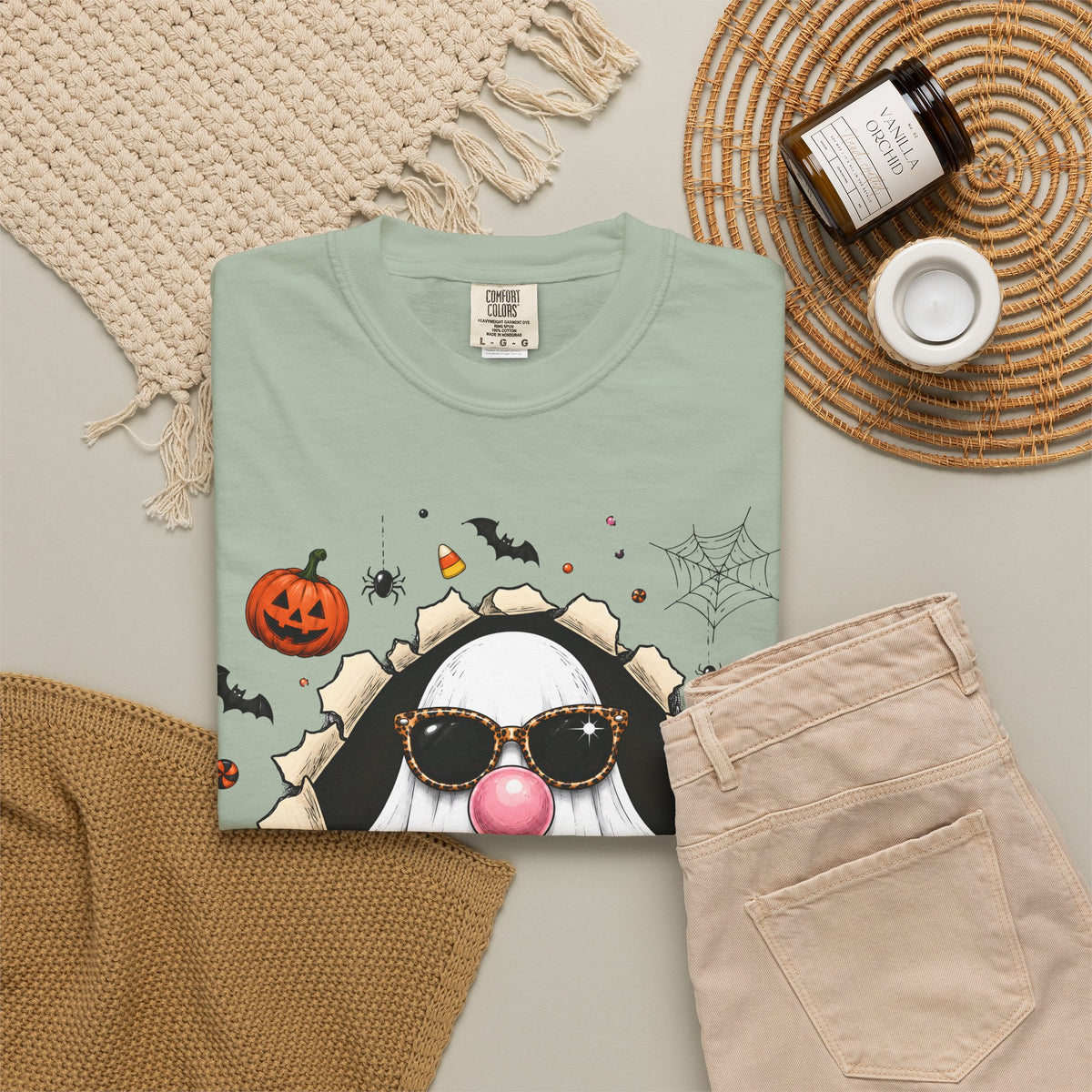 Halloween Gnome T-Shirt Funny Bubblegum Ghost and Leopard Butt Graphic Tee