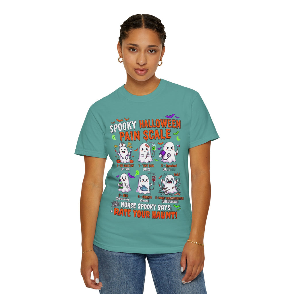 Halloween Ghost Pain Scale T-Shirt Spooky Halloween Pain Scale Nurse Funny Tee