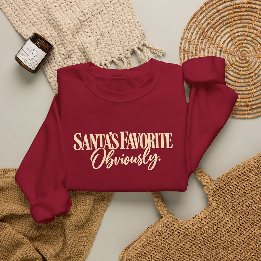 Santas Favorite Crewneck Sweatshirt Santas Favorite Obviously Holiday Sweater