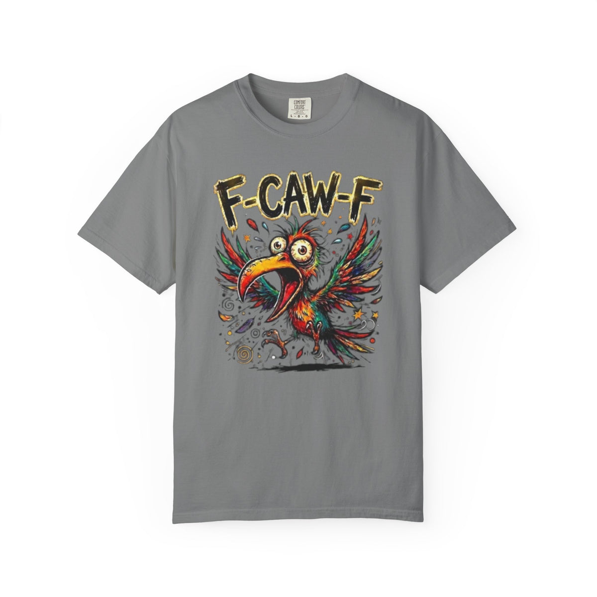 F-CAW-F Cartoon Parrot T-Shirt Colorful Tropical Bird Graphic Tee